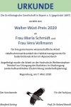 Urkunde zum Walter-Wüst-Preis 2020