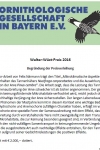 Urkunde des Walter-Wüst-Preis 2016 der Ornithologischen Gesellschaft in Bayern e.V.